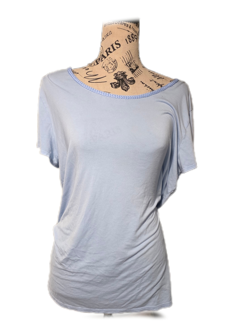 George Light Blue Scoop Neck Short Sleeve Top